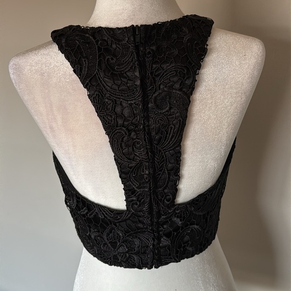Vintage Y2K Masquerade Black Lace Tank Top Embellished witchy dark Crop Sz 7 EUC - Picture 2 of 7